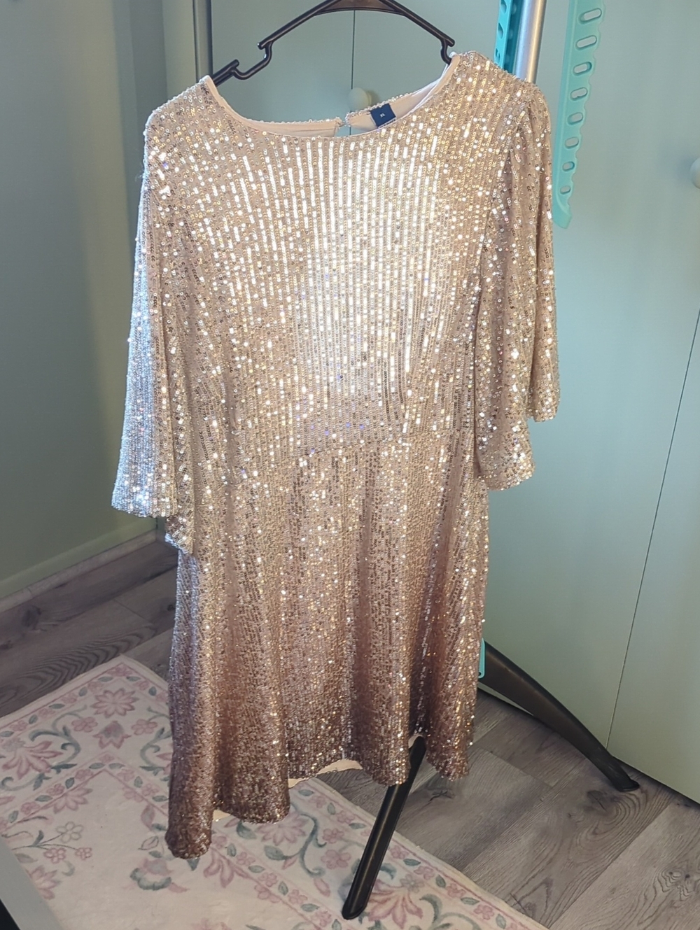 Old Navy Gold Sequin Midi Dress